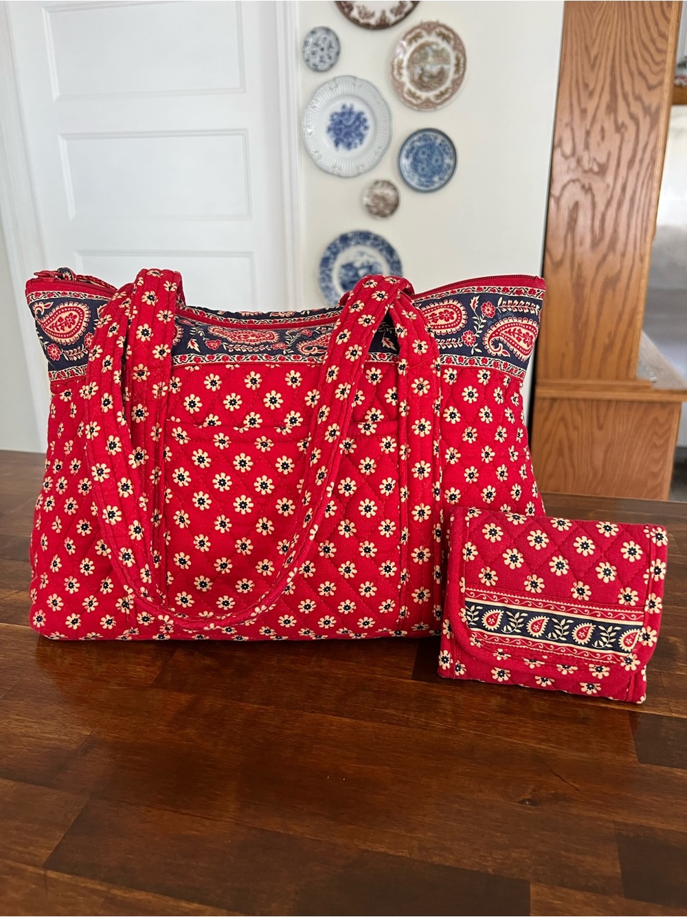 Vera Bradley Americana Red Betsy Bag & Wallet